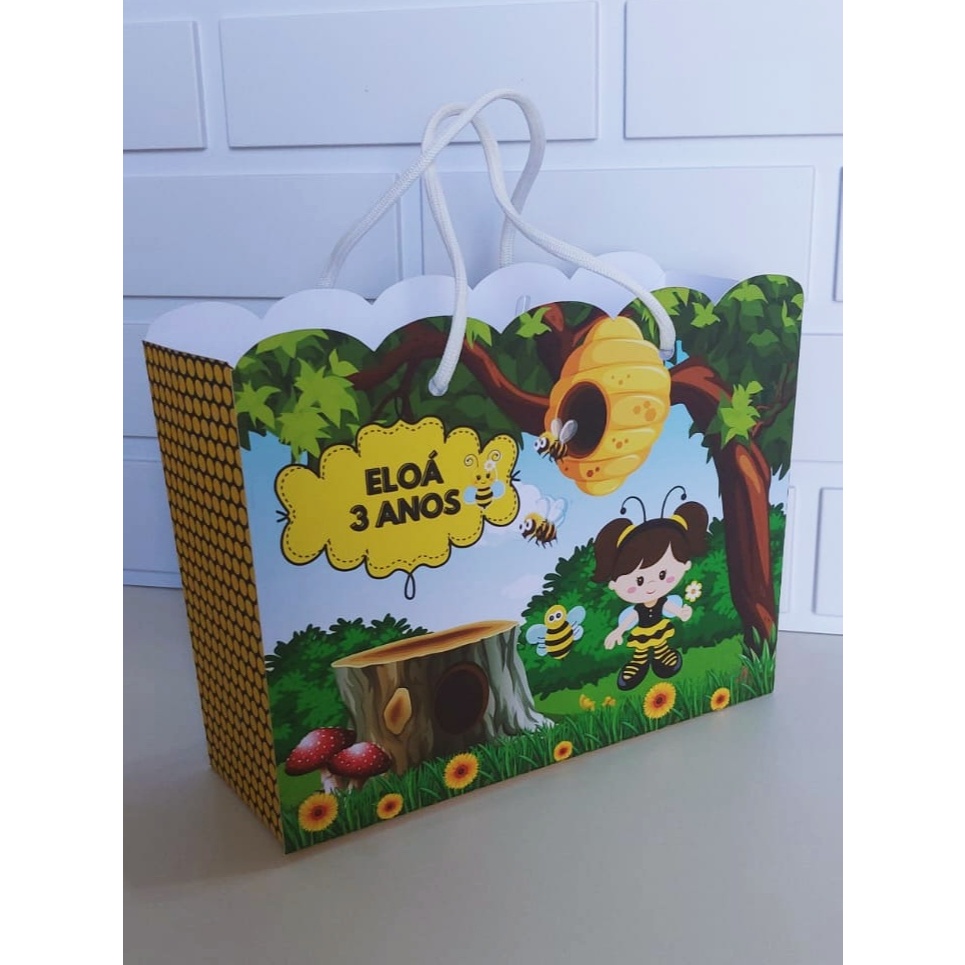 SACOLINHA NUVEM PERSONALIZADA ABELHINHA PARA LEMBRANCINHA