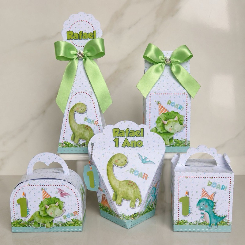 kit Caixas Dino Baby Lembrancinhas Personalizadas para Festa Infantil Aniversario Dinossauro Baby