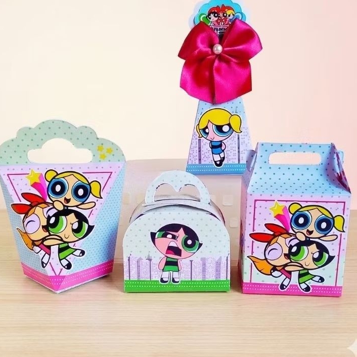 Kit Pegue e Monte de Caixinhas Personalizadas Meninas Super Poderosas Lembrancinhas Aniversário Festa Infantil