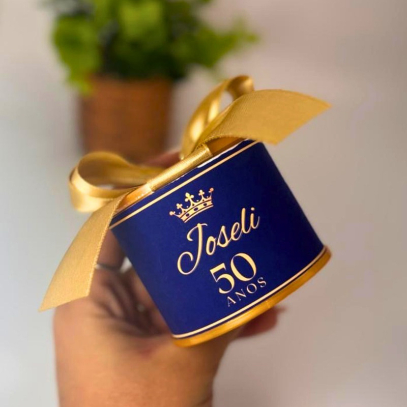 Tubolata Personalizada Azul-Marinho 5x6 cm | Lembrancinha Premium para Aniversário, Chá de Bebê, Batizado e Eventos