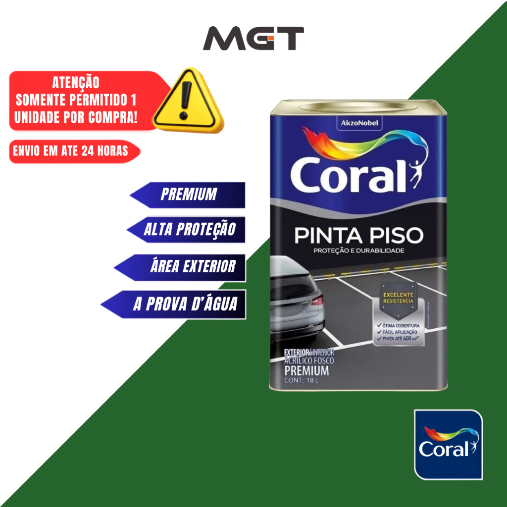 TINTA ACRÍLICA CORAL PINTA PISO ALTA RESISTÊNCIA CORES 18L