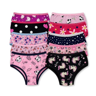 Kit 10 Calcinha Infantil Menina Moça Premium Forro 100% Algodão Confortável Estampas Sortidas
