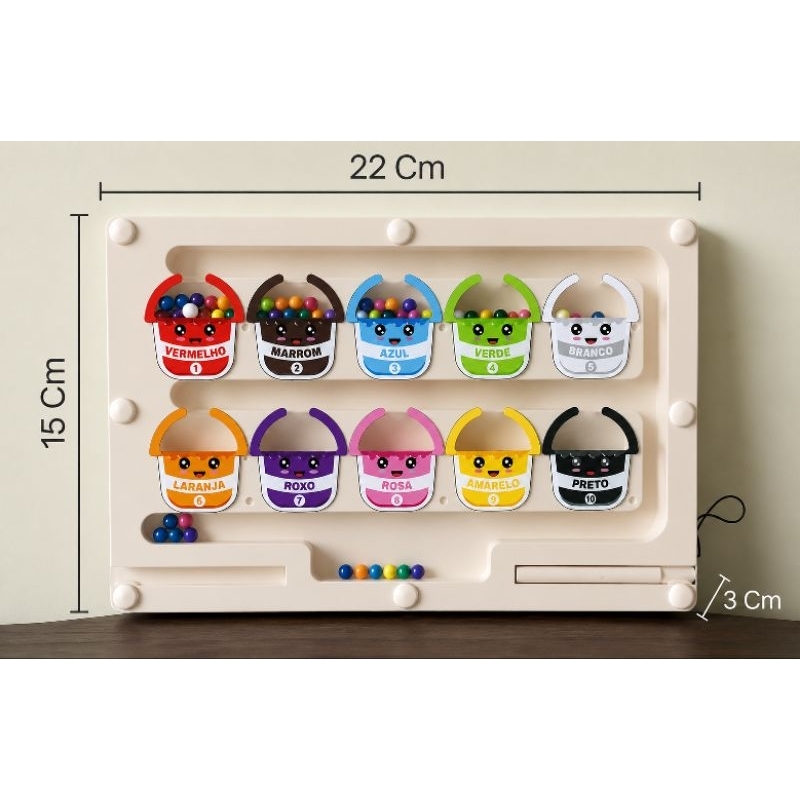 Detalhes do Brinquedo Educativo Labirinto Das Cores Com Bastão Magnético Infantil Montessori Cordenação Motora