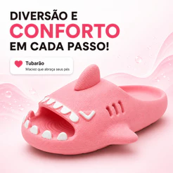 Chinelo Sandália Infantil Feminino Slide Nuvem Shark Fun Tubarão Divertido
