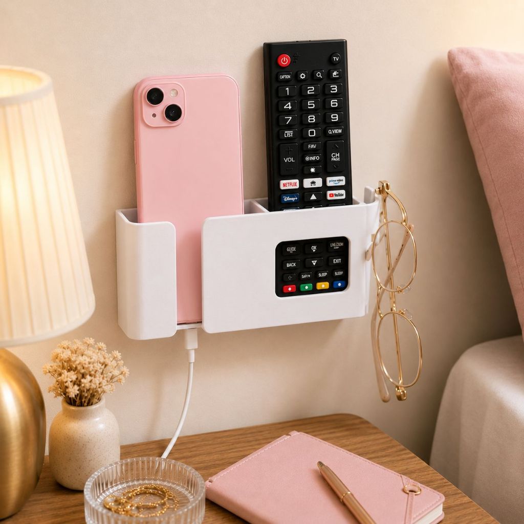 Suporte de Celular para Quarto Cabeceira de Cama Organizador de Controle Remoto e Óculos com Fita 3M