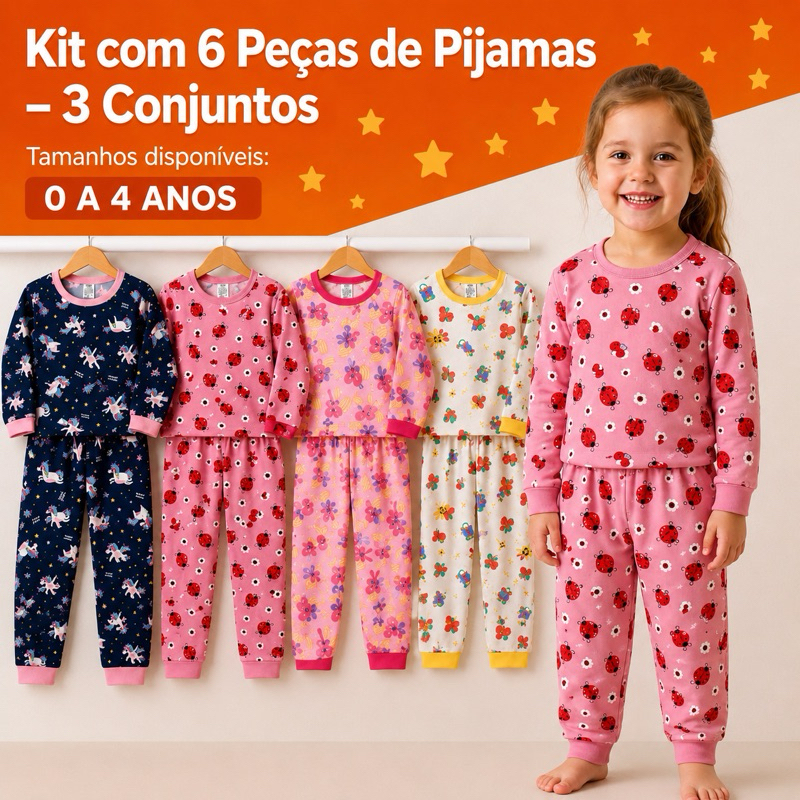 pijama infantil manga longa Sued , confortável , inverno