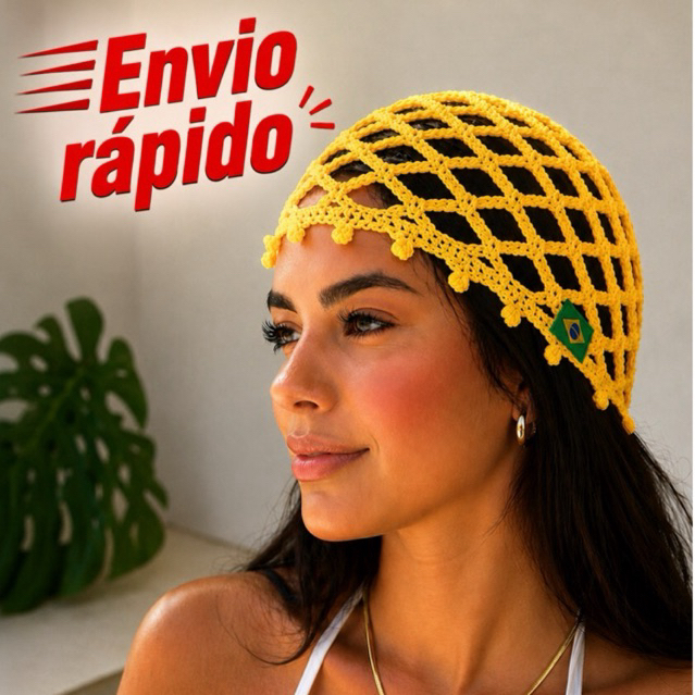 HEADPIECE de crochê Brasil / chapéu do Brasil / copa do mundo |brasilianvibes | Brasil core