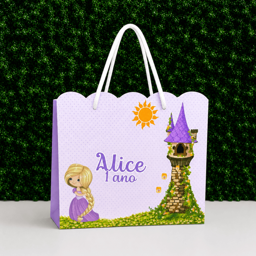 Sacolinha Princesa Personalizada Rapunzel Aniversário Infantil Lembrancinha Festa