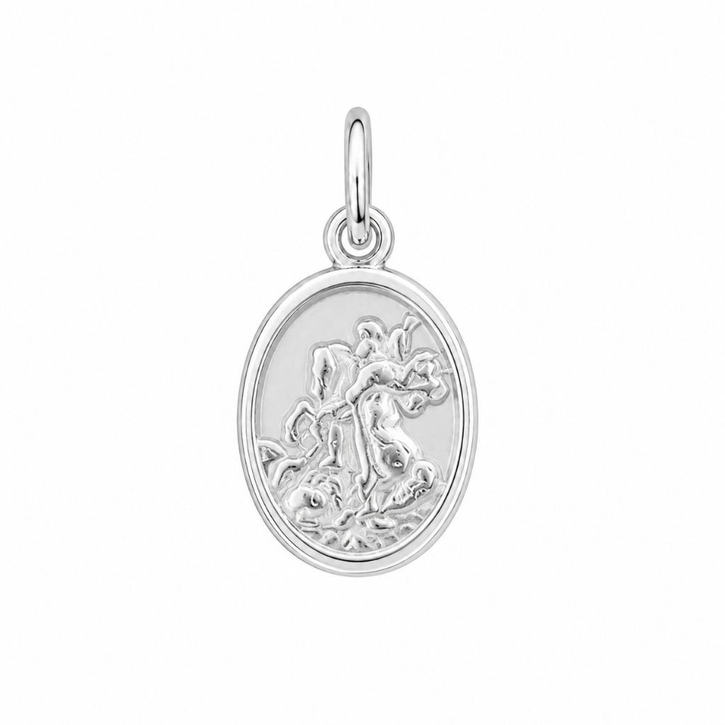 Medalhinha São Jorge Prata 925 Pingente Santo Guerreiro Proteção Fé Presente Católico Homem Mulher 11x7mm