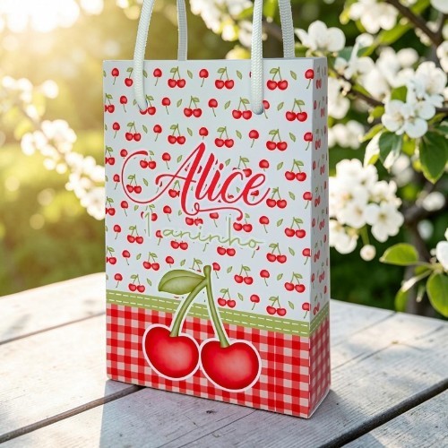 Sacolinha Personalizada Cerejinha Pegue e Monte para festas lembrancinhas personalizados, mimos