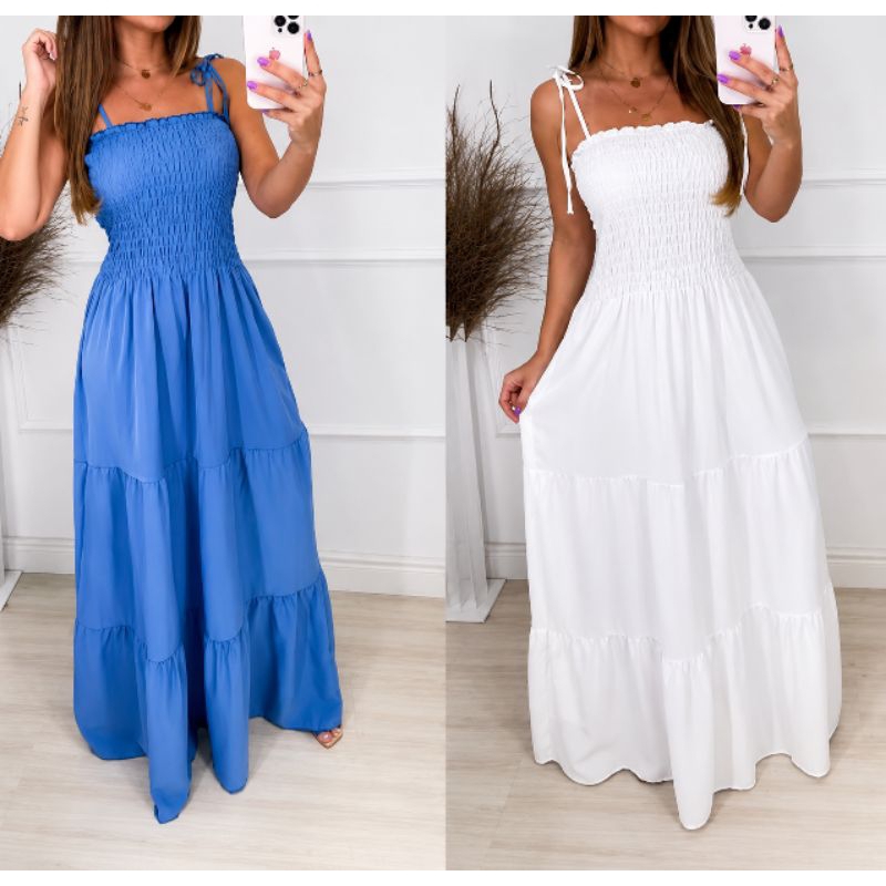 Vestido longo elastex e alcinha P ao GG