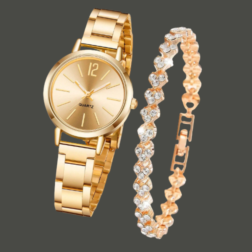 Relógio Feminino Kit Presente Mulher Com Pulseira Brilho