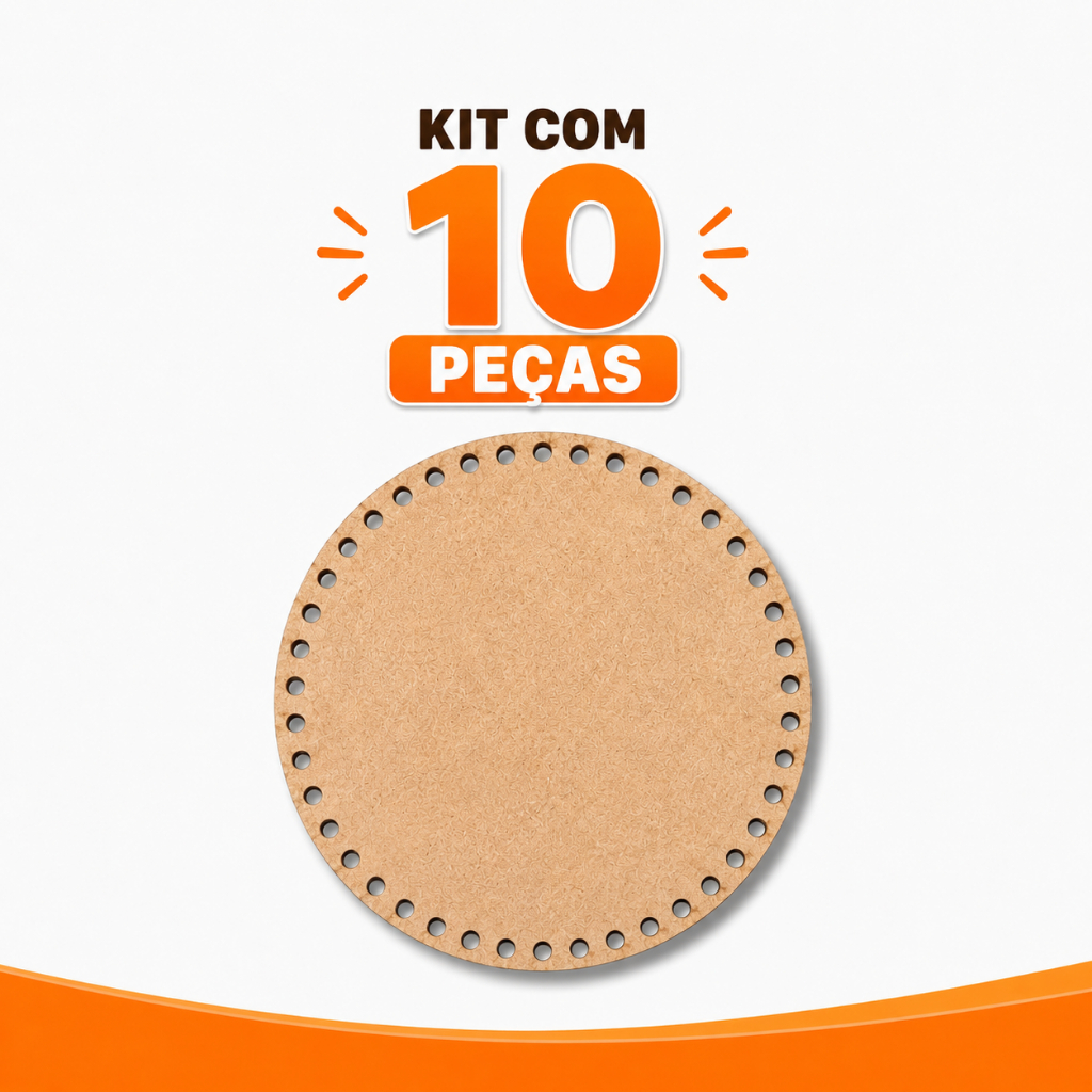 Kit 10 Bases de Crochê em MDF 10cm – Ideal para Artesanato e Personalização