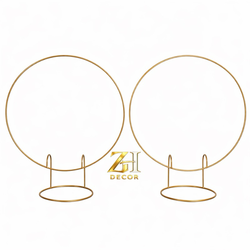 Kit Mini Arco Painel Redondo Suporte Para Decoração Festa de Mesa Dourado / Preto