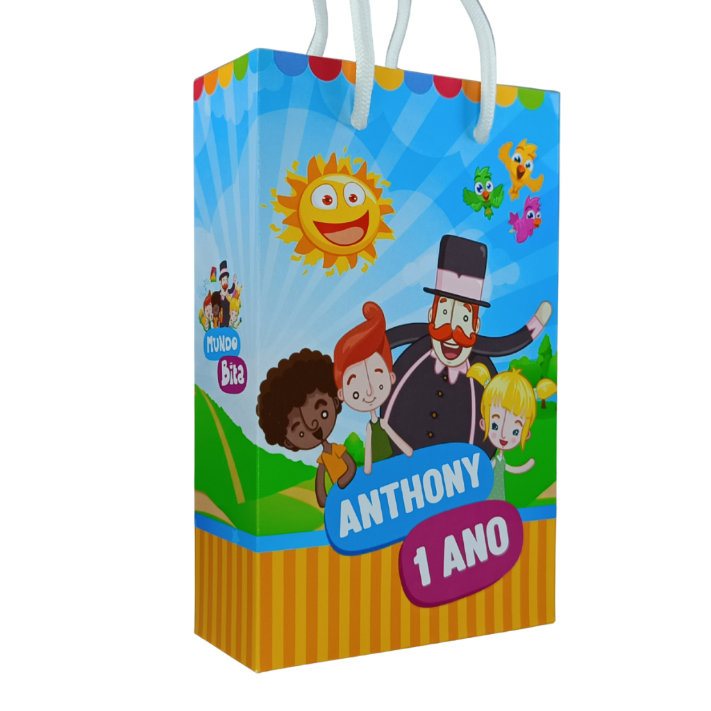 Sacolinha Personalizada MUNDO BITA Aniversário PEGUE E MONTE Lembrancinha Surpesa Bolsinha