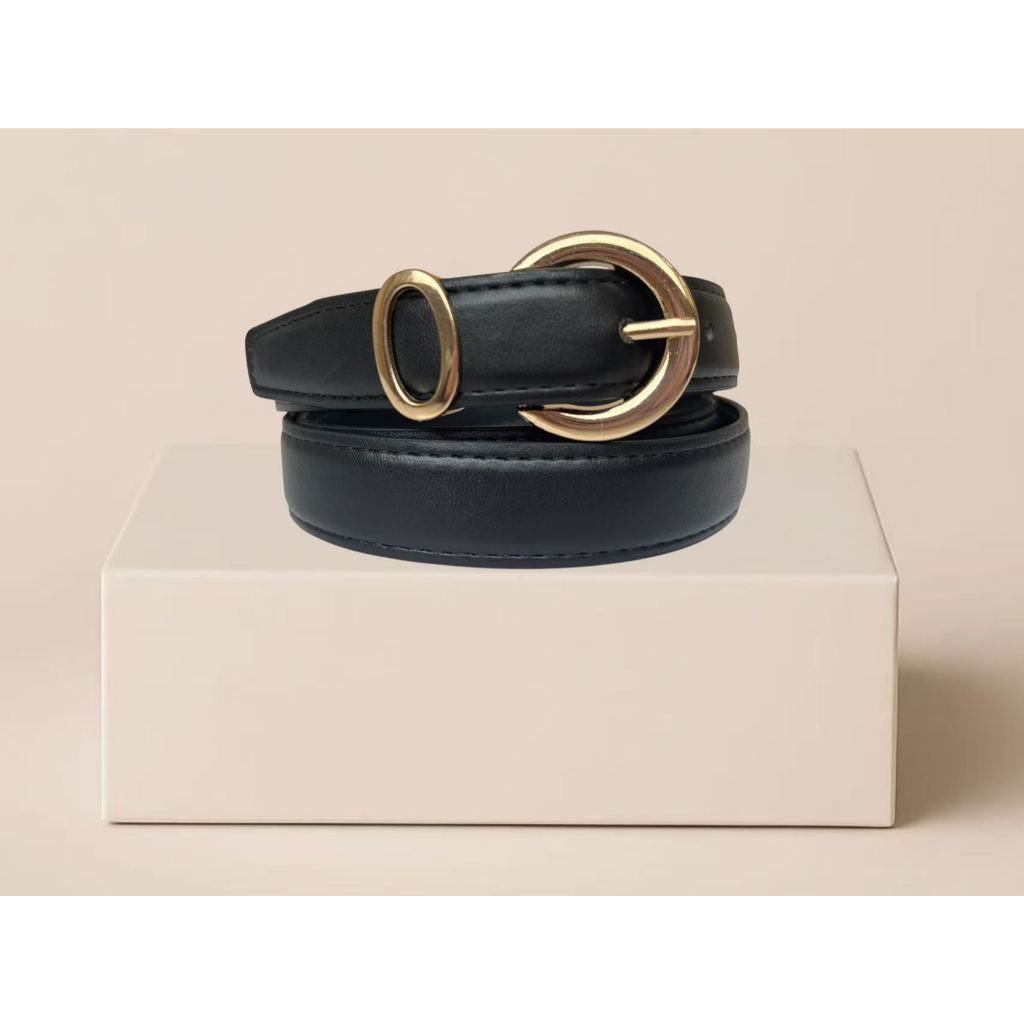 Cinto Feminino Couro PU  com Fivela Dourada Ajustável Elegante Moda para Jean