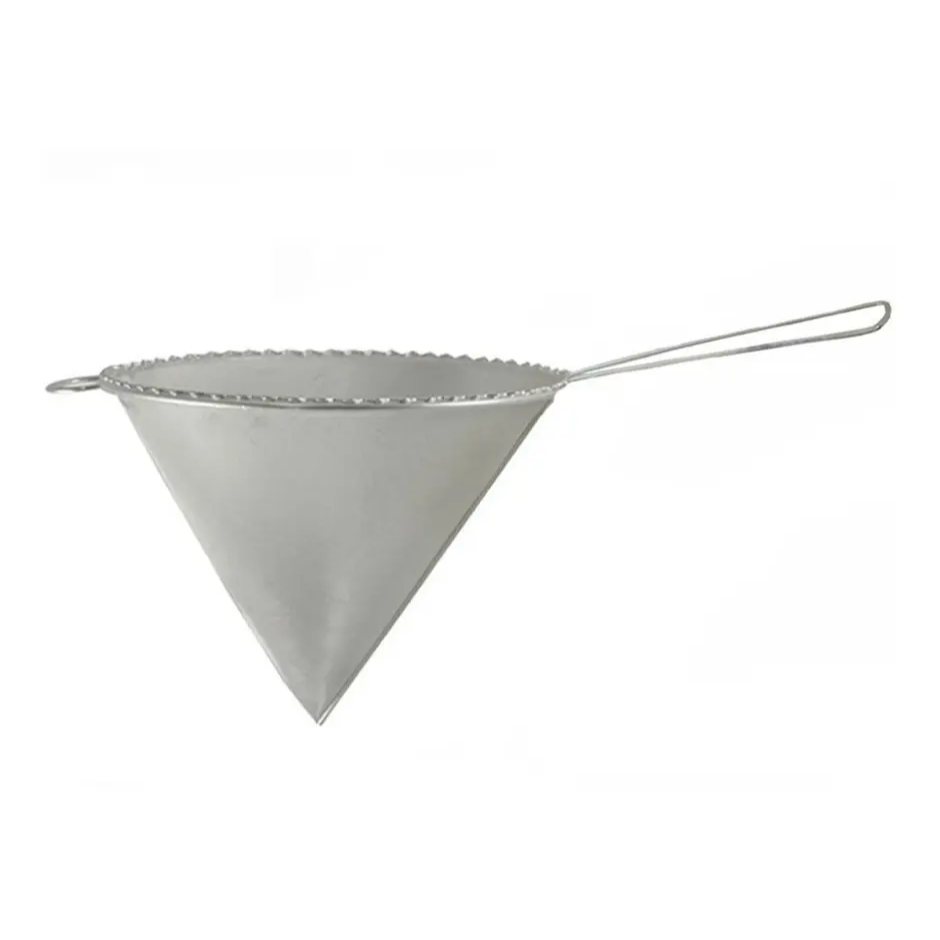 Coador Chinoy Peneira Cônica De Cozinha Com Cabo de Metal para Óleo Tradicional Metalizada
