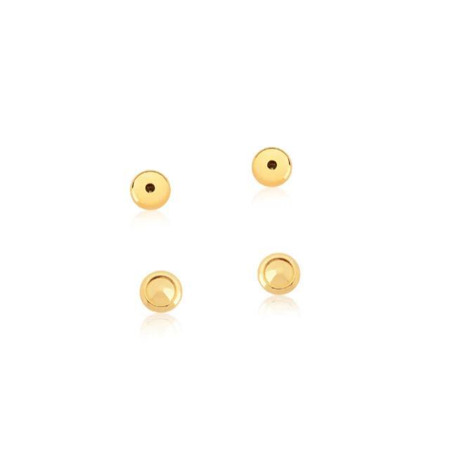 Kit 2 Pares de Tarraxa Baby Banhada a Ouro 18K para Brincos Infantil antialergico
