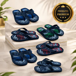 Kit 5 Chinelos Masculinos De Dedo Casual Verão Praia Piscina Leve Confortável Cores Variadas