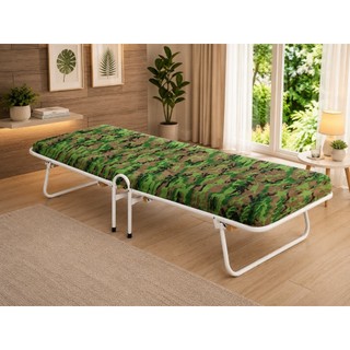 1 Cama Dobrável Solteiro Camping Com Colchonete Incluso Portátil