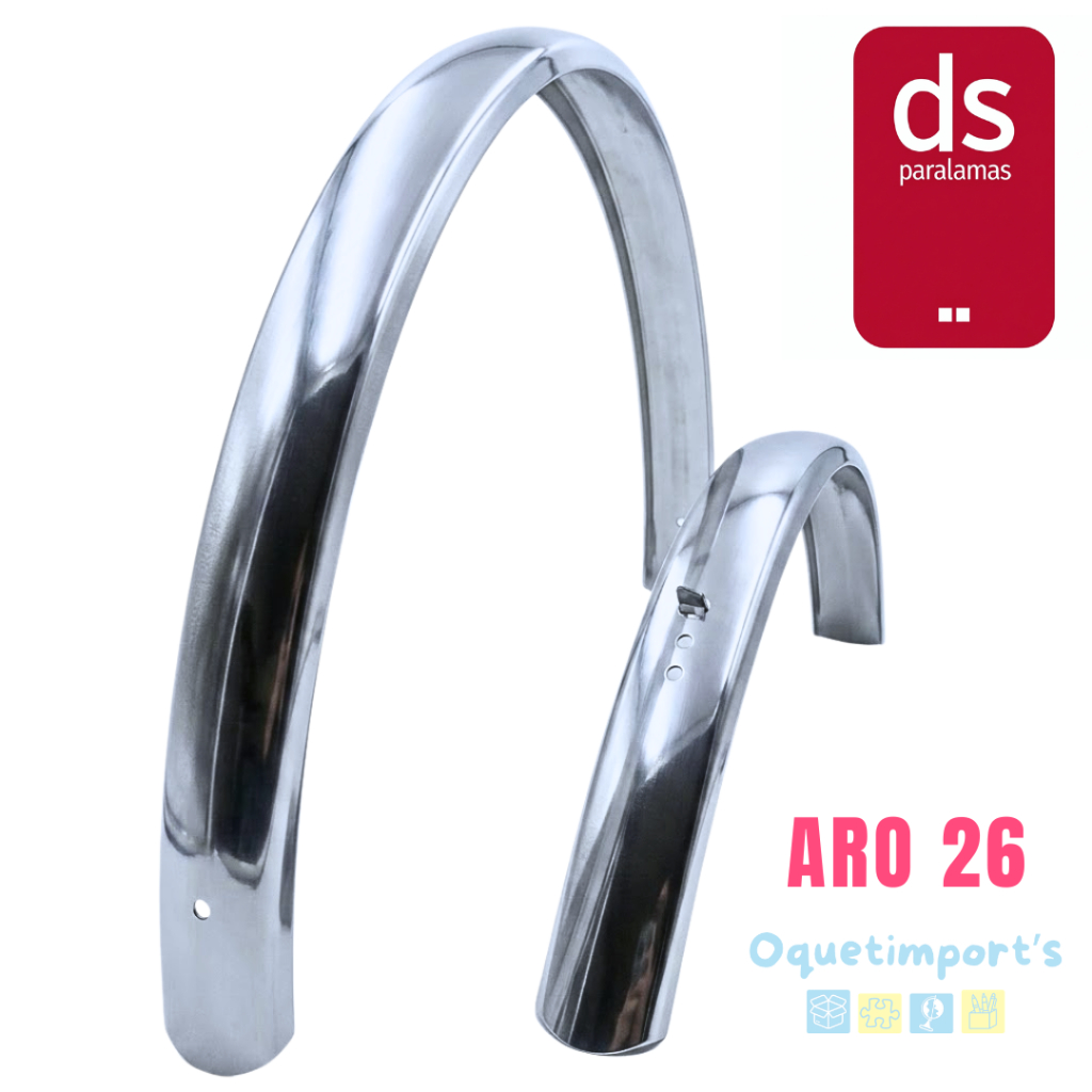 Par Paralama Bicicleta Modelo Sueco Cromado Aro 26 Inox Bike Caloi Monark Barra Circular