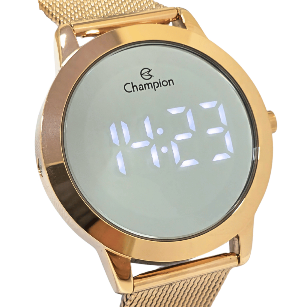 Relógio Champion Feminino Digital Led Rosê Espelhado CH40106P