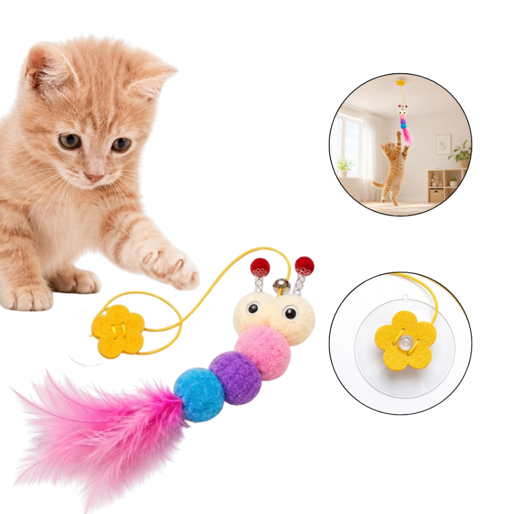 Brinquedo Interativo para Gatos de Pendurar na Porta ou Teto com Guizo Antiestresse Centopeia