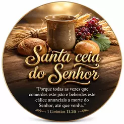 Painel Santa Ceia Do Senhor Redondo tecido 1,50 cm sublimado decoração Religiosa