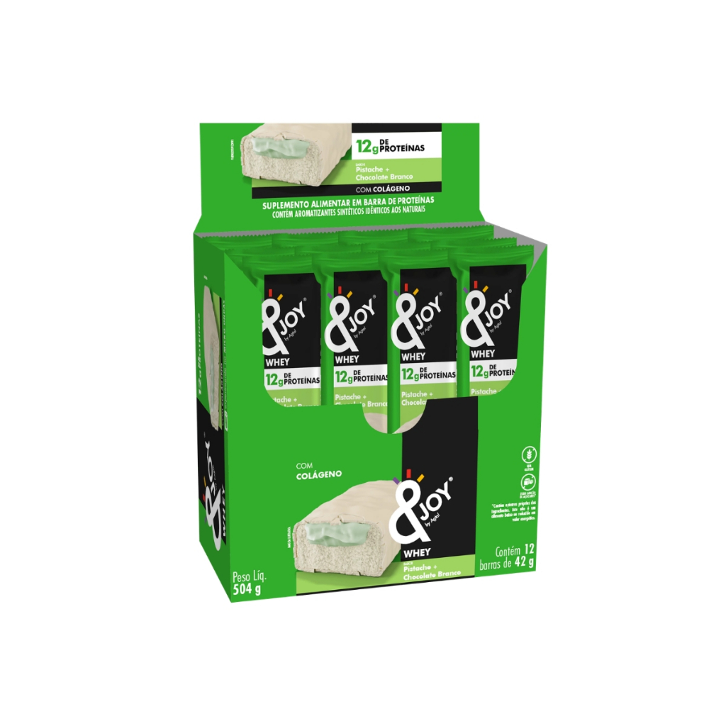 Caixa 12un Barra Enjoy 42G Proteína Whey Pistache