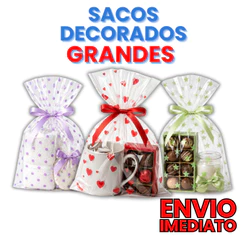 50 Saquinhos Celofane Plásticos Transparentes Decorados 20x30cm e 25x35cm Para Lembrancinha Festa