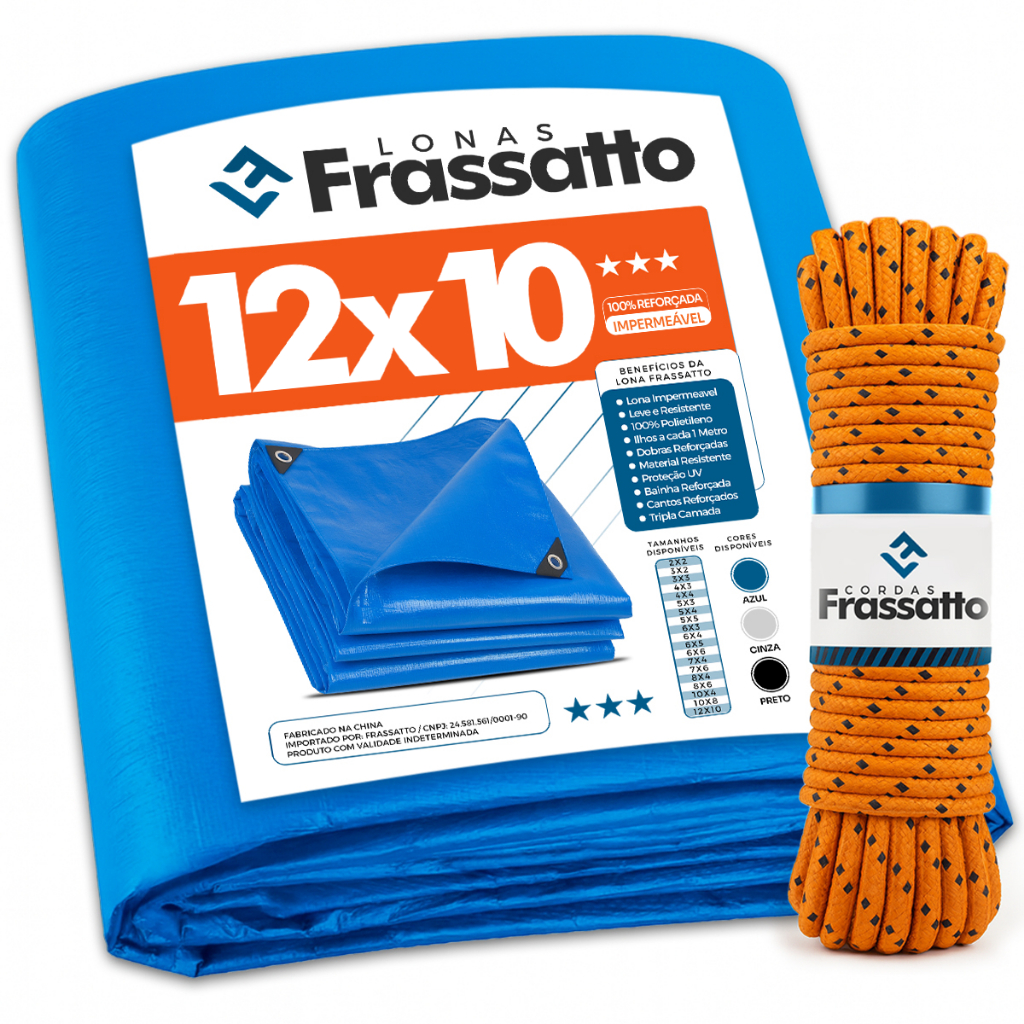 Lona Impermeavel 12x10 ou 10x12 Azul Reforçada Multiuso Piscina Proteção Uv C Il