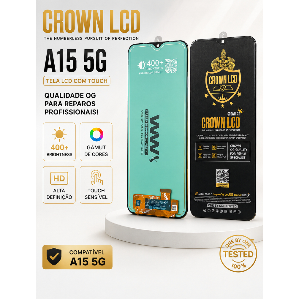 Tela Frontal LCD Crown LCD A15 5G com Touch Display Premium Alta Qualidade 400+ Brightness