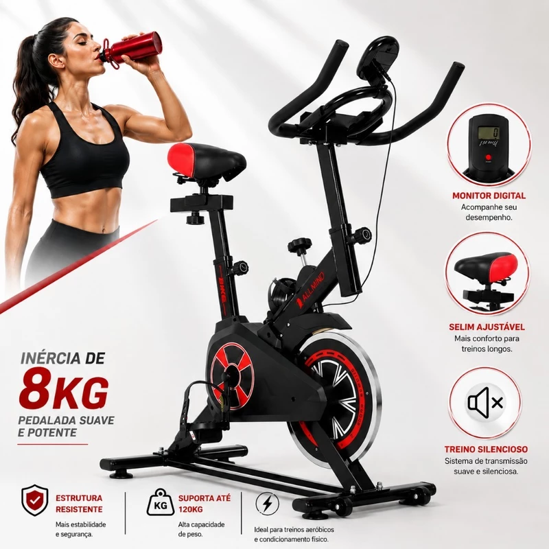 Bike Ergométrica Fitness com Painel Digital e Squeeze 120kg — foto 3