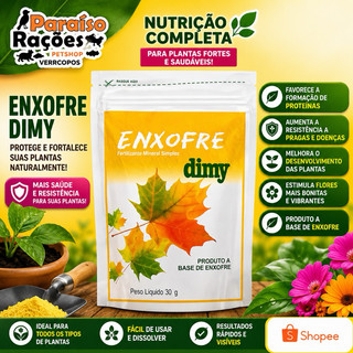 Enxofre Dimy 30g – Fertilizante Mineral para Fortalecimento, Flores, Hortas, Jardins e Controle Nutricional das plantas🌱