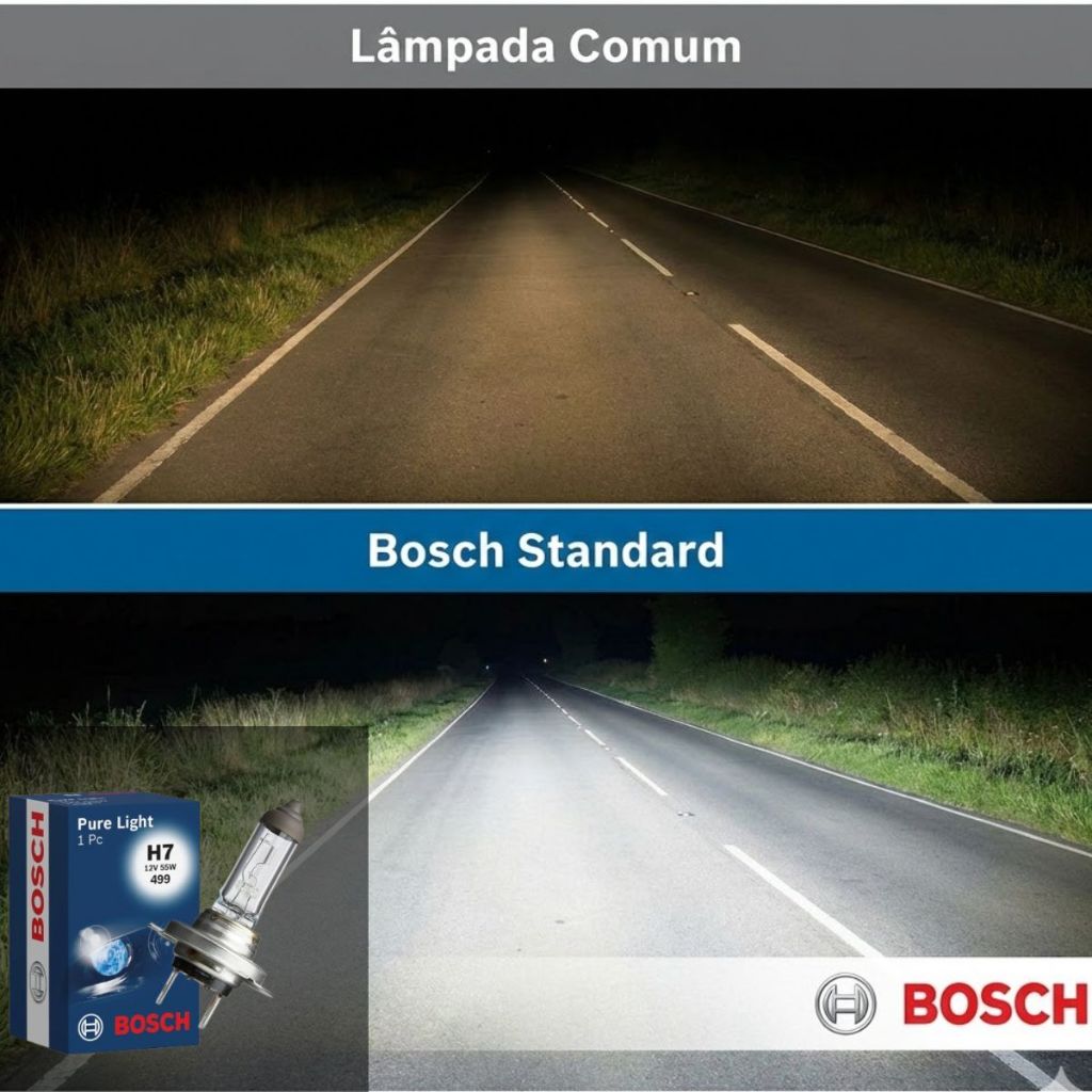 Lâmpada Farol H7 Bosch Pure Light 12v 55W Alto Baixo Auxiliar Original — imagem 2 de 2