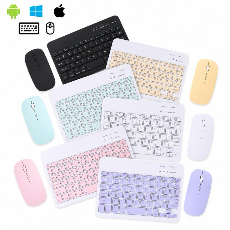 Teclado e Mouse Sem Fio Bluetooth Recarregável - Compatível com Tablet, Notebook e Celular