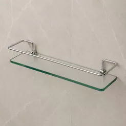 Porta Shampoo Reto em Vidro e Alumínio