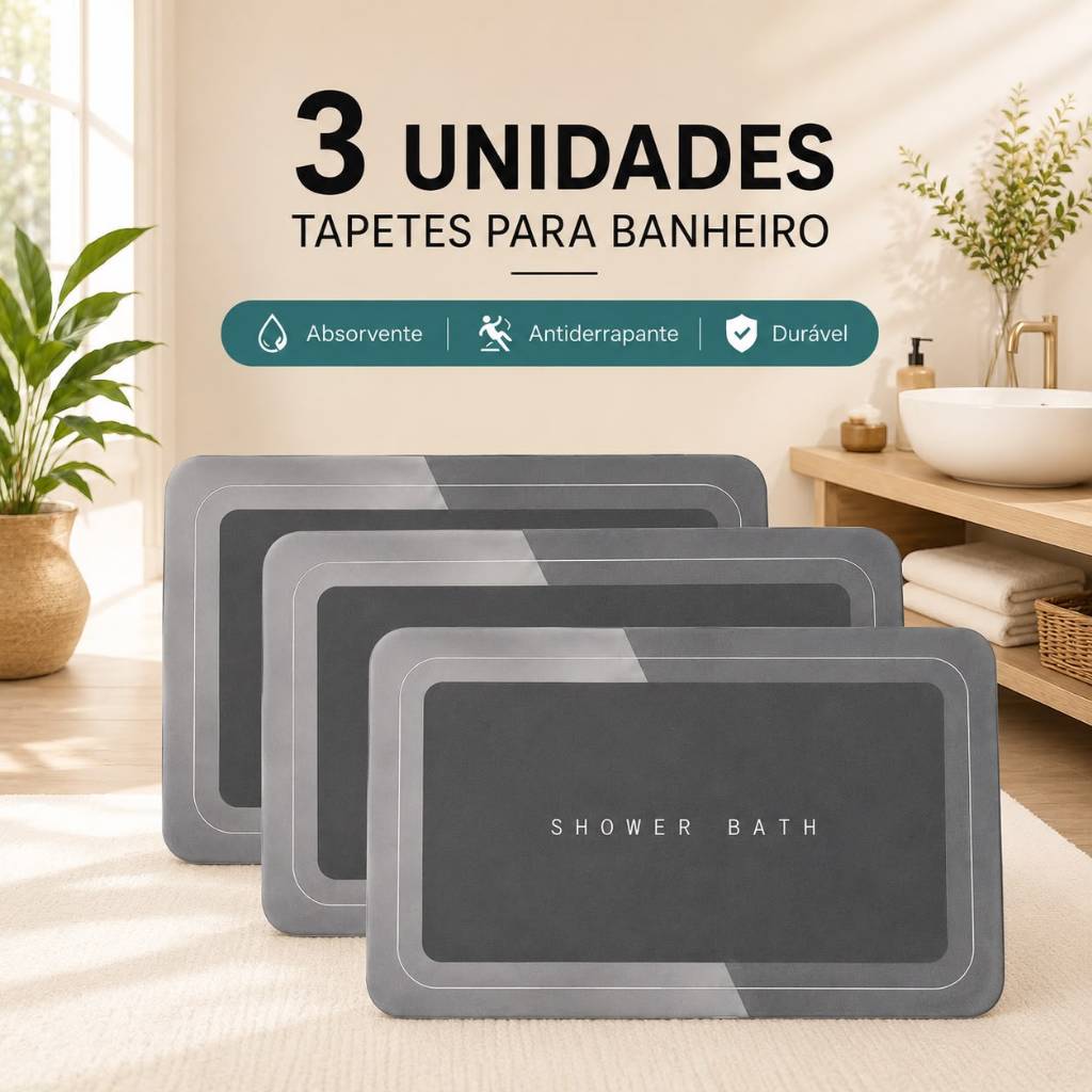Tapetes para Banheiro Absorvente Antiderrapante Secagem Rápida Macio Durável