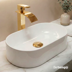 Cuba Pia de Apoio Sobrepor Oval 43x25 Branca Banheiro Lavabo Beltempo BT-2030