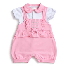 Macacão Bebe Menina Curto Verão Romper Malha Algodão Conforte P-M-G