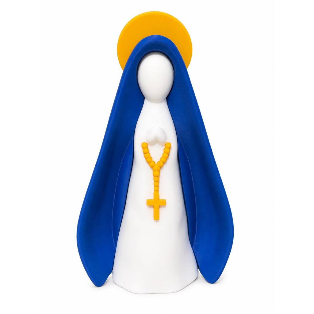 Imagem Nossa Senhora Santa Virgem Maria Aparecida Decorativa em Impressão 3D com Terço | Decoração Religiosa Católica