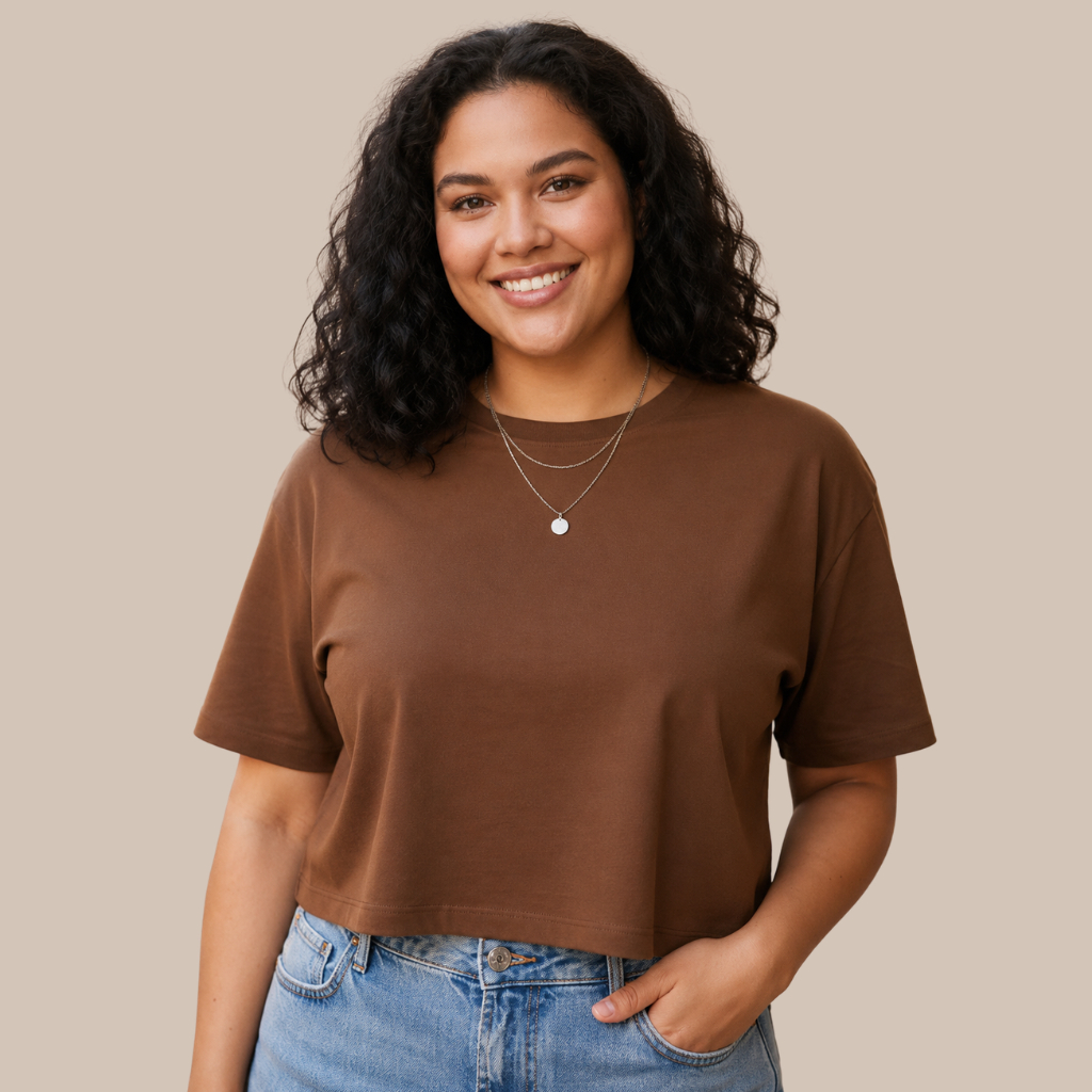 Cropped Plus Size Feminino Oversized Algodão G1 G2 G3 Básico Manga Curta Blusa
