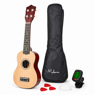 Ukulele Soprano Violão Mini 4 Cordas Madeira Kit Completo Com Capa Afinador Digital 3 Palhetas Iniciante Marrom