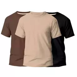 Kit 3 Camisetas 100% Algodão Premiun Masculina Básica Lisa Gola Redonda Varias Cores Camisa Qualidade Sem Estampa