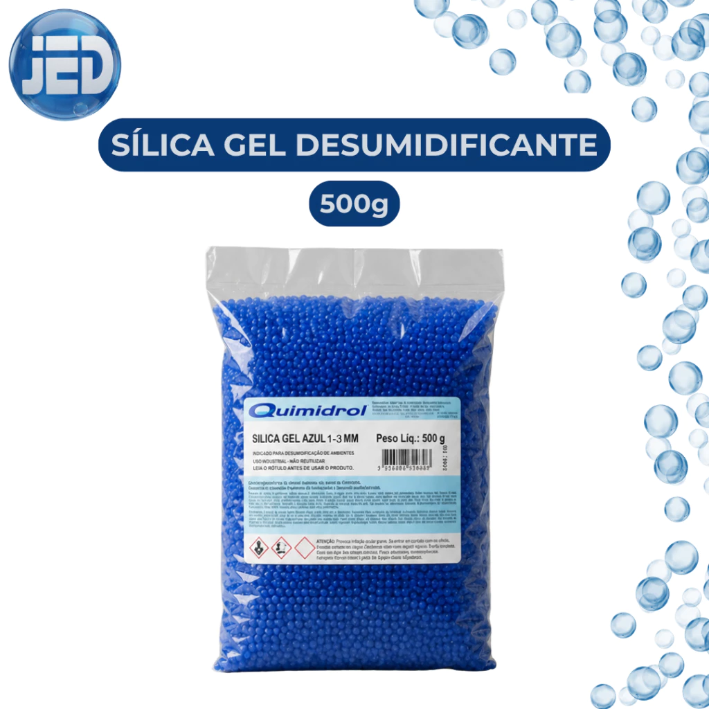Sílica Gel Desumidificante 1-3mm 500g Quimidrol Antimofo Anti Umidade Eletrônicos Roupas Alta Absorção