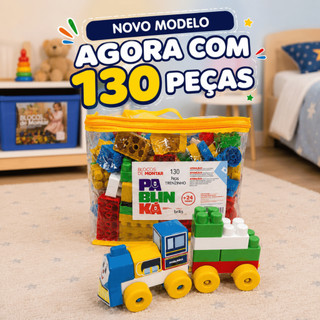 Blocos de Montar Infantil 130 Peças Educativo Didático 2 Trens Brinquedo Criativo Cognitivo