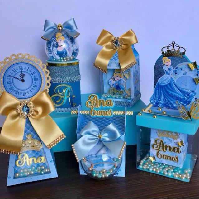 Kit Festa 10/15/25 Personalizados Cinderela Luxo Premium - Lembrancinha Aniversário Festa infantil Caixinhas princesas