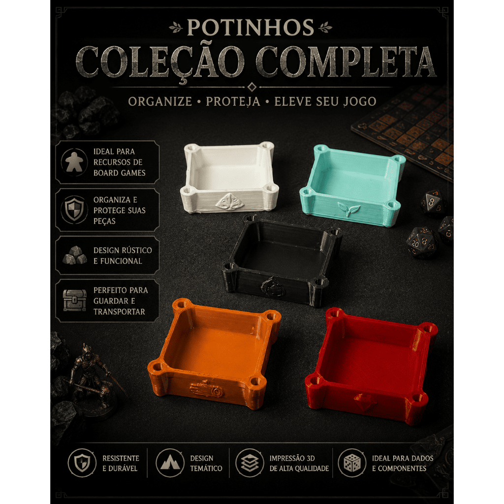 Kit 5 Bandejas Potinhos recursos Board Game Rpg Jogo de Tabuleiro Personalizadas Temáticos