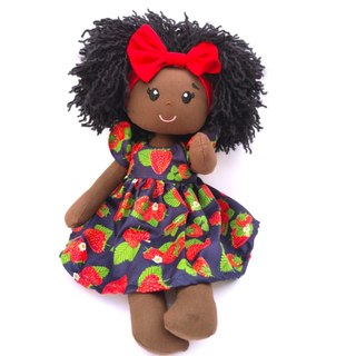 Boneca de pano negra Nina com 35 cm artesanal roupa removível, brinquedo, decoração, aniversário