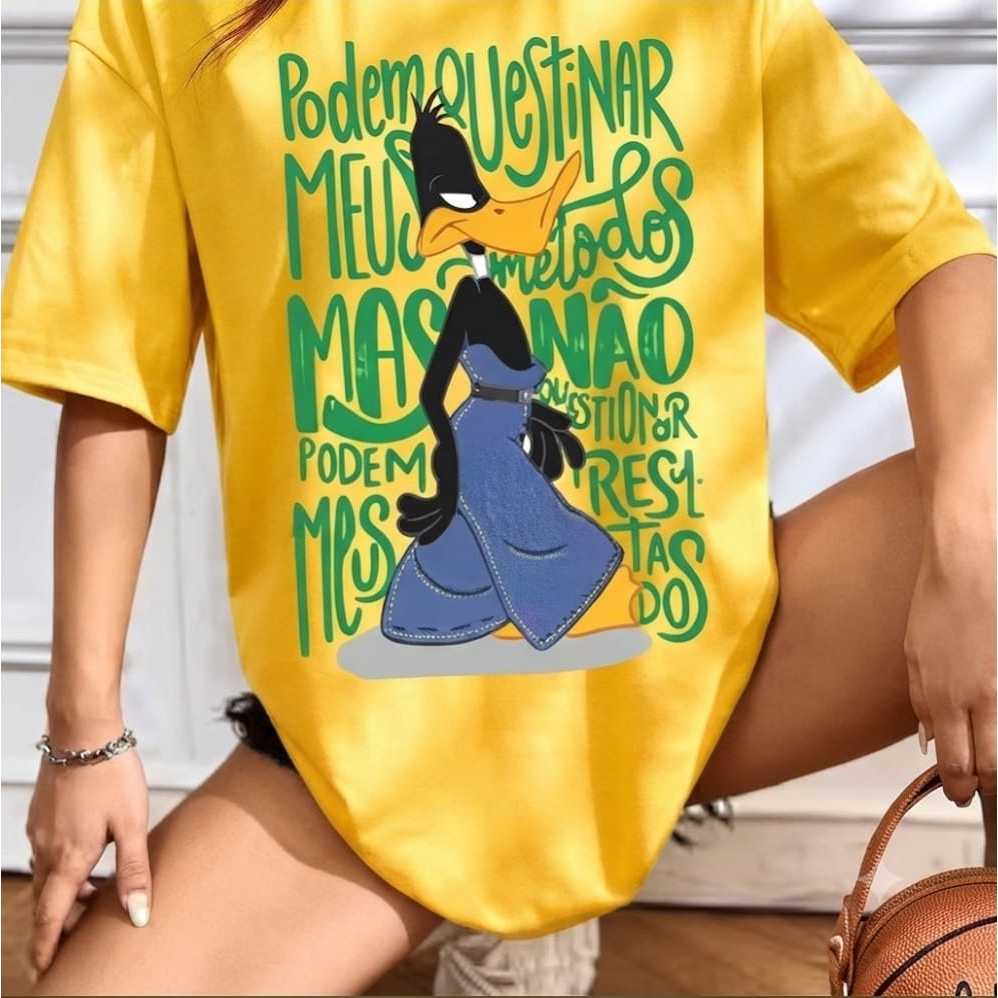 Camiseta Premium em Algodão Puro Oversized Patolino de Calça em Algodão Diversas Cores Modelo Unissex Streetwear